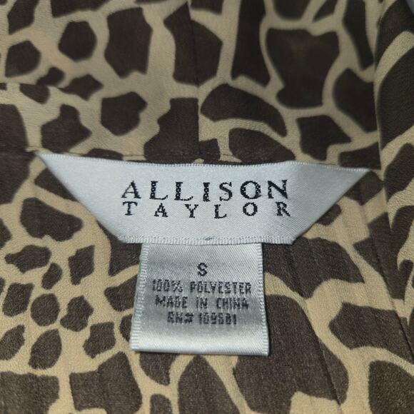 Allison Taylor Womens Small Animal Print Button Up Top Flair Sleeves Boho Fairy - Picture 2 of 11